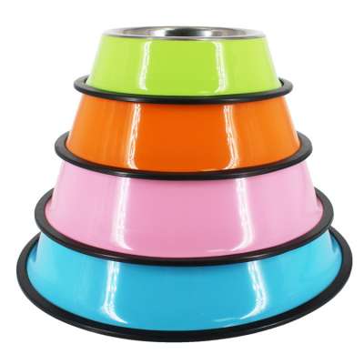 Anti-Skid Pet Bowl Various Sizes Rounded Stainless Steel Cat Dog Slow Feeder Bowl